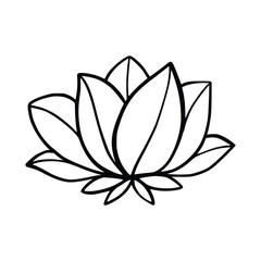 Simple lotus flower line drawing outline isolated in white background. 
Lotus Blossom Symbol Icons. Vector illustration concept of Abstract Lotus flower