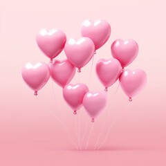 Pink background and pink balloons. Love in the air summer, wedding, honeymoon, birthday, Valentine's day, anniversary, holiday Gift.
