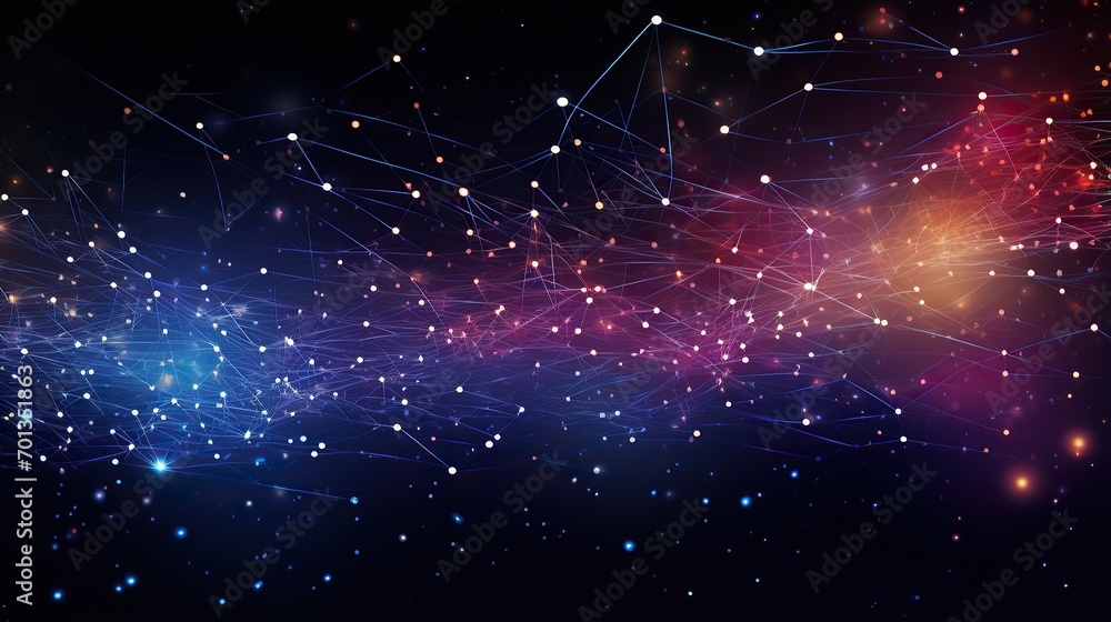 Poster online social network, background 3d illustration. lines and dots connection technology background, 