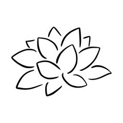 Simple lotus flower line drawing outline isolated in white background. 
Lotus Blossom Symbol Icons. Vector illustration concept of Abstract Lotus flower