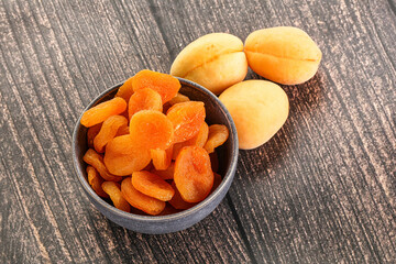 Dried apricot heap in the bowl