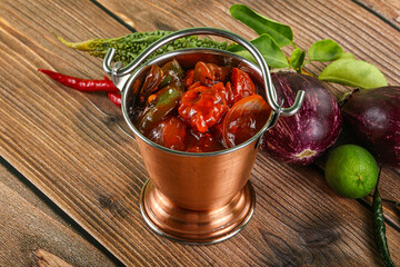 Asian cuisine - prawn in hot garlic sauce