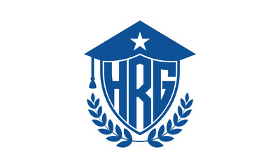 HRG three letter iconic academic logo design vector template. monogram, abstract, school, college, university, graduation cap symbol logo, shield, model, institute, educational, coaching canter, tech
