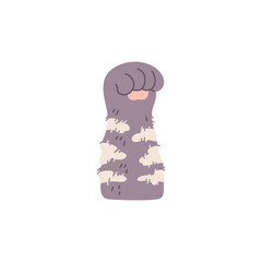 Cat paw, fingers clenched, cartoon vector illustration isolated on white