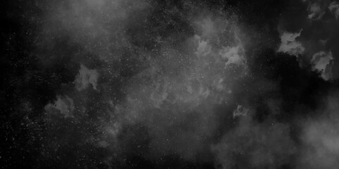 Gray smoke on black color abstract black and dark gray watercolor texture. freeze motion of white particles on dark background. Elegant black grunge texture and dark gray charcoal misty texture.