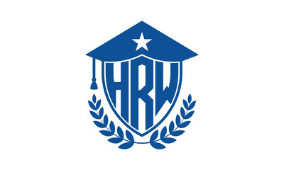 HRW three letter iconic academic logo design vector template. monogram, abstract, school, college, university, graduation cap symbol logo, shield, model, institute, educational, coaching canter, tech