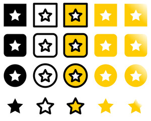 Star in squares and circles. solid icon,Outline icon ,Filled Outline Icon,Flat icon and smooth icon style. Used for rating business, marketing and satisfaction.