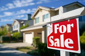 Sign for sale in front of a modern house
