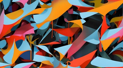 Abstract 3d rendering of chaotic colorful shapes. Futuristic background design.