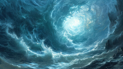 Secret passage under stormy ocean waves - obrazy, fototapety, plakaty