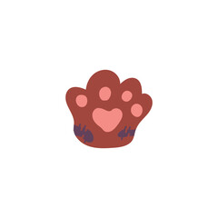 Animal brown paw, cartoon vector illustration isolated on white background