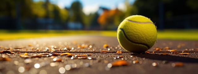tennis ball on the court - obrazy, fototapety, plakaty