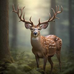 Obraz premium A Graceful Journey into the Enchanted World of Deer ai generated