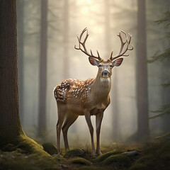 A Graceful Journey into the Enchanted World of Deer ai generated