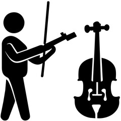 Violinist in concert vektor icon illustation