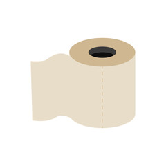 Flat vector illustration of roll toilet paper isolated on white background.