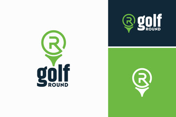 Initial Letter RG GR with Tee Ball for Golf Tournament Sport logo design - obrazy, fototapety, plakaty