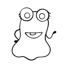 Cute and Funny Monster Outline Cartoon for Coloring Book. Hand-Drawn Cartoon Monster Illustration