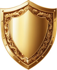 golden shield isolated on a transparent background, png
