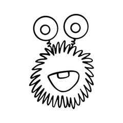 Cute and Funny Monster Outline Cartoon for Coloring Book. Hand-Drawn Cartoon Monster Illustration