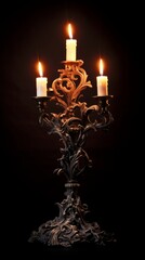 Fototapeta premium Candles are burning in a beautiful candlestick