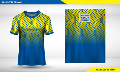 Soccer jersey template sport t shirt design yellow and blue pattern 