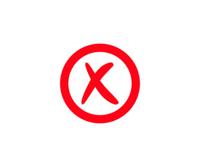 Red cross icon sign in circle. No red wrong symbol, delete, vote sign vector design and illustration.

