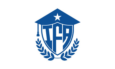 IFA three letter iconic academic logo design vector template. monogram, abstract, school, college, university, graduation cap symbol logo, shield, model, institute, educational, coaching canter, tech