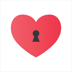 Red Heart Lock icon , vector