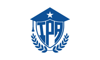 IPA three letter iconic academic logo design vector template. monogram, abstract, school, college, university, graduation cap symbol logo, shield, model, institute, educational, coaching canter, tech