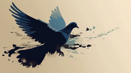 A minimalist graphic featuring the silhouette of a dove in flight, representing peace and unity in remembrance on the Day of Remembrance. [Day of Remembrance - obrazy, fototapety, plakaty