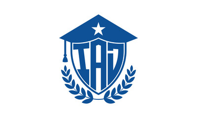IAD three letter iconic academic logo design vector template. monogram, abstract, school, college, university, graduation cap symbol logo, shield, model, institute, educational, coaching canter, tech