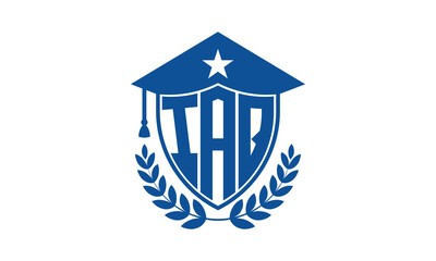 IAQ three letter iconic academic logo design vector template. monogram, abstract, school, college, university, graduation cap symbol logo, shield, model, institute, educational, coaching canter, tech