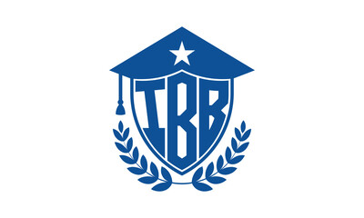 IBB three letter iconic academic logo design vector template. monogram, abstract, school, college, university, graduation cap symbol logo, shield, model, institute, educational, coaching canter, tech