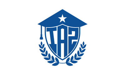 IAZ three letter iconic academic logo design vector template. monogram, abstract, school, college, university, graduation cap symbol logo, shield, model, institute, educational, coaching canter, tech