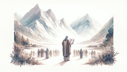 Exodus from Egypt. Exodus 12:40. Old Testament. Watercolor Biblical Illustration