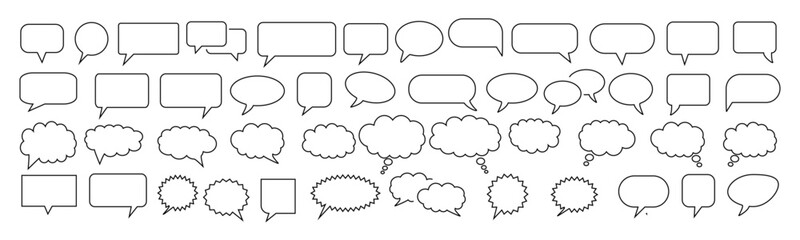 Speech Bubble icon set. Talk bubbles with editable stroke. Cloud speech bubbles collection.. - obrazy, fototapety, plakaty