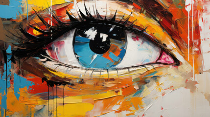 Woman eyelashes human background grunge design eye color art painting pattern abstract background blue illustration