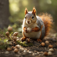 Obraz premium Squirrels Whimsical Sojourn into the World of Acrobatic Charm and Ecological Vitality ai generated