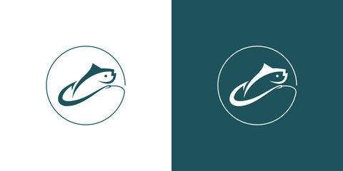 fish icon logo template vector simple design element. simple fishing logo