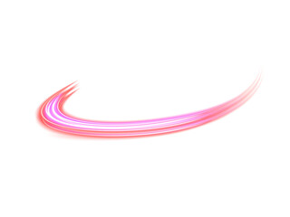 Luminous neon shape wave, abstract light effect PNG illustration. Wavy glowing bright flowing curve lines, magic glow energy stream motion with particle isolated on transparent background.
