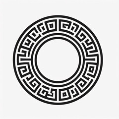 Seamless Greek Ornament, Greek Key pattern. Meander and wave. Ancient Greek borders. Circle greek frame. Round meander border. Decoration pattern. Fret traditional motif.