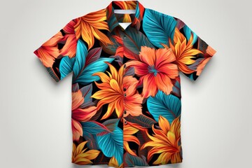 Summer leaf shirt with short sleeves on hanging - obrazy, fototapety, plakaty