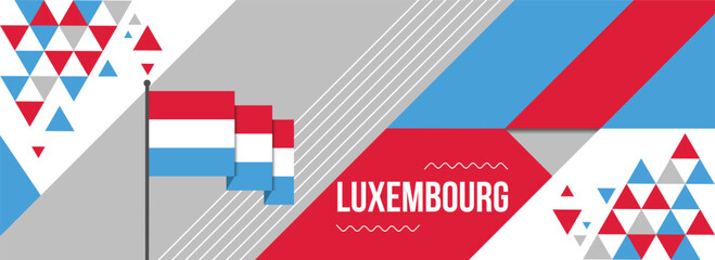 Fototapeta na wymiar Luxembourg national or independence day banner design for country celebration. Flag of Luxembourg with modern retro design and abstract geometric icons. Vector illustration