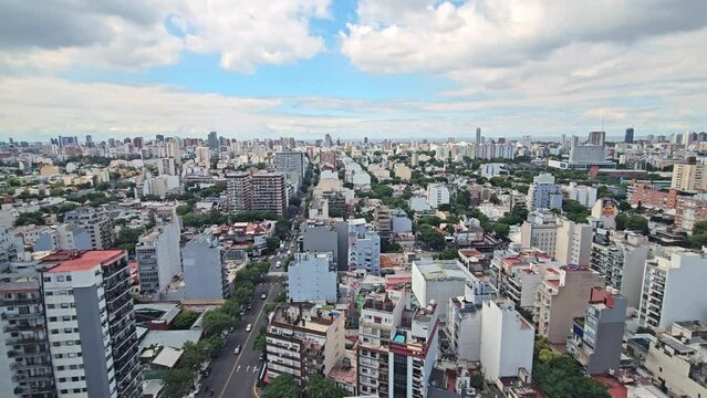 modern panorama of the city buenos aires with city street with traffic.