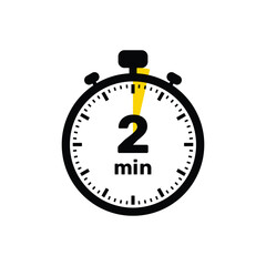 2 Minutes Analog Clock Icon white background design.