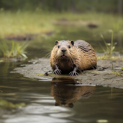Beaver Brilliance Symphony of Engineering and Conservation in Nature's ai generated