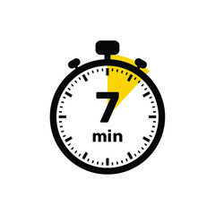 7 Minutes Analog Clock Icon white background design.