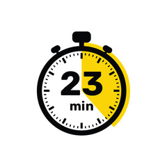 23 Minutes Analog Clock Icon white background design.