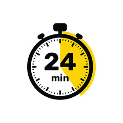 24 Minutes Analog Clock Icon white background design.